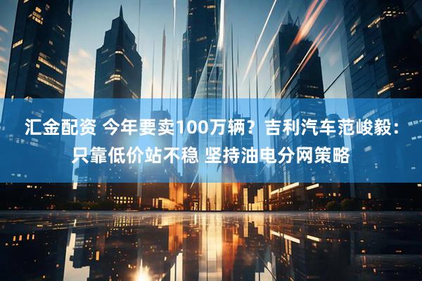 汇金配资 今年要卖100万辆？吉利汽车范峻毅：只靠低价站不稳 坚持油电分网策略